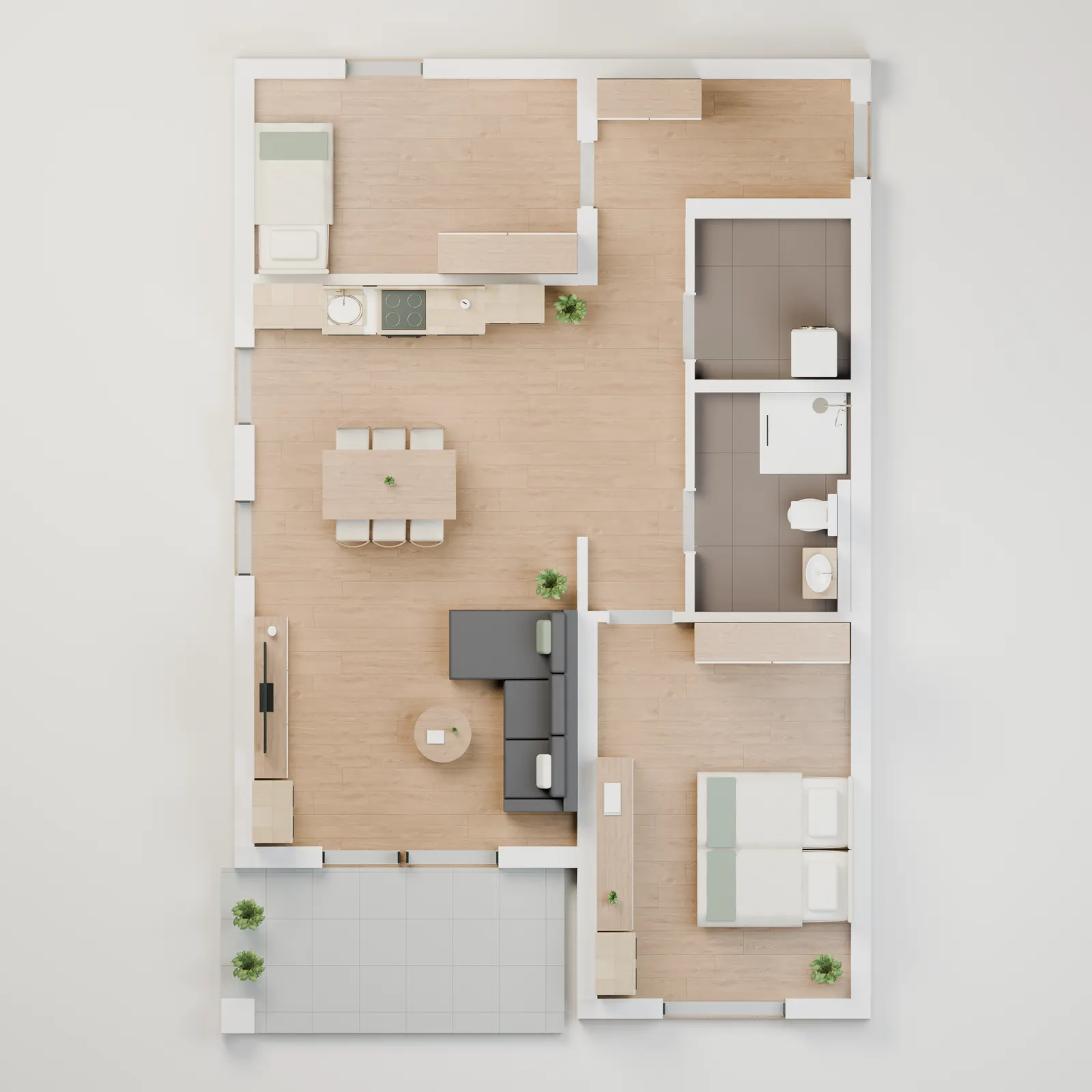 3D-Draufsicht Wohnung 4