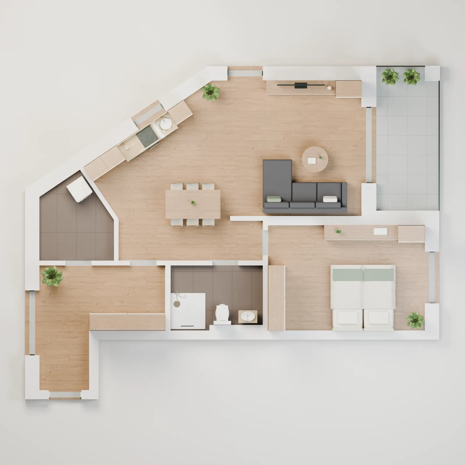 3D-Draufsicht Wohnung 5