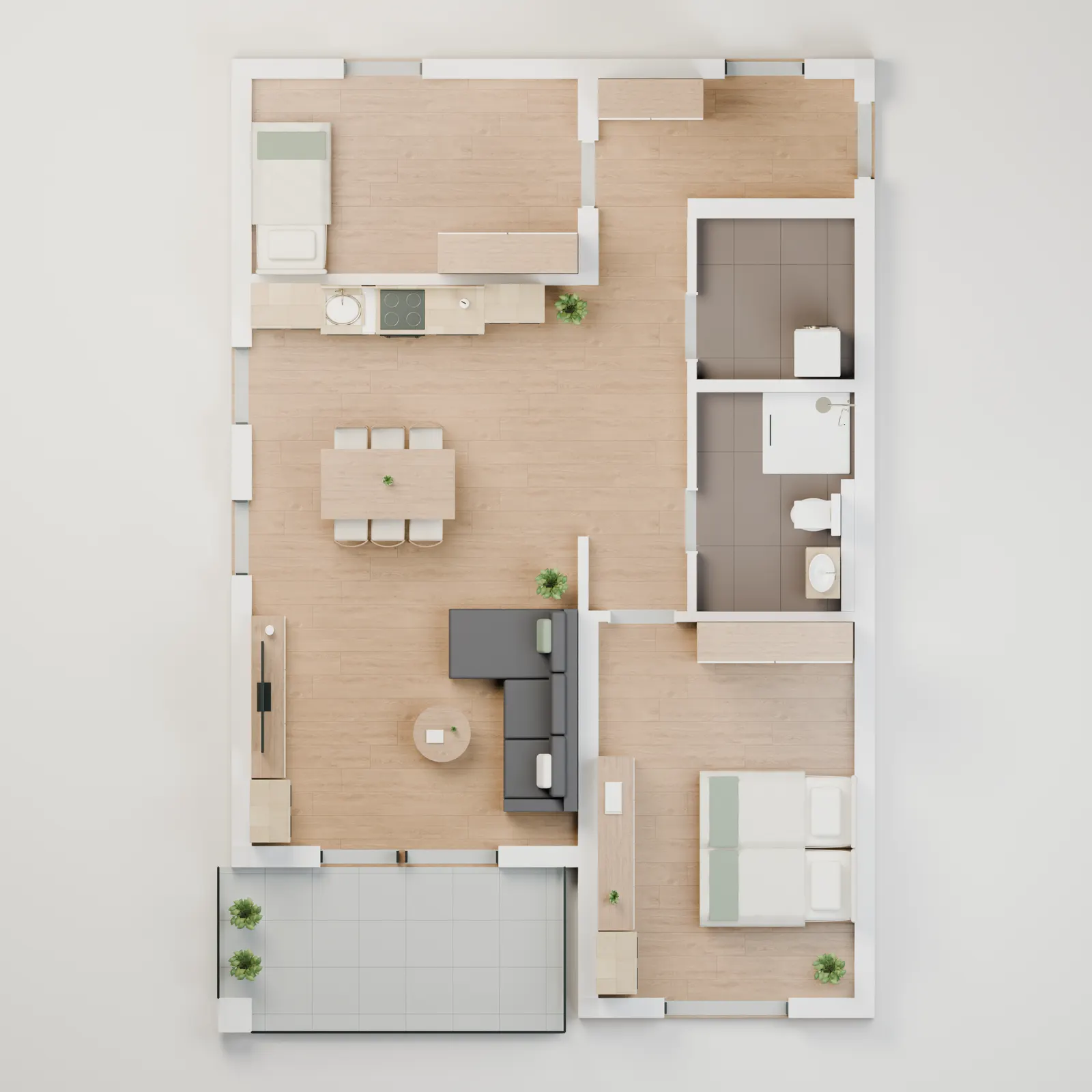 3D-Draufsicht Wohnung 8