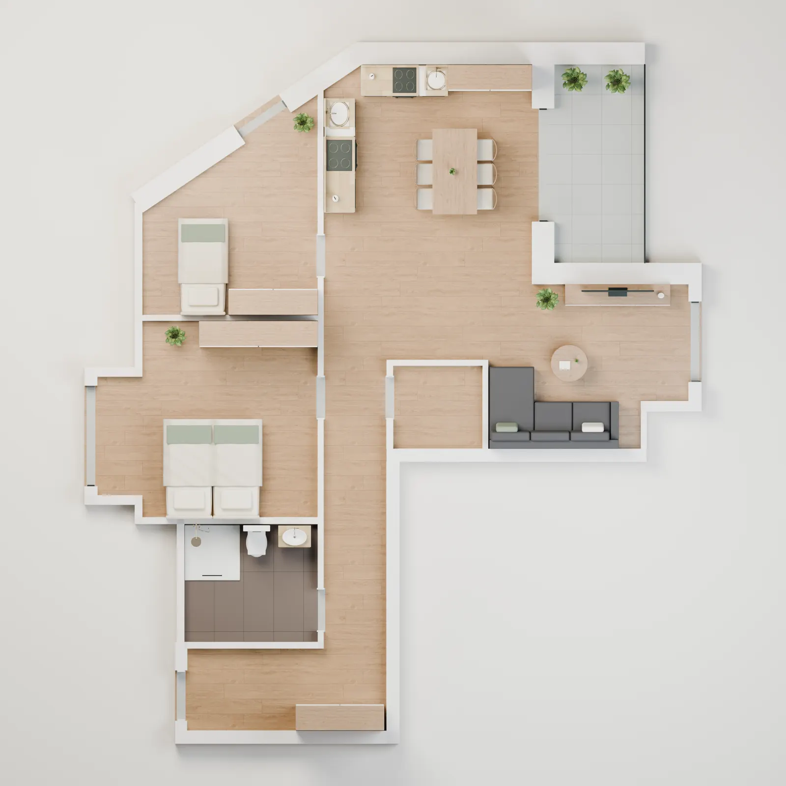 3D-Draufsicht Wohnung 9