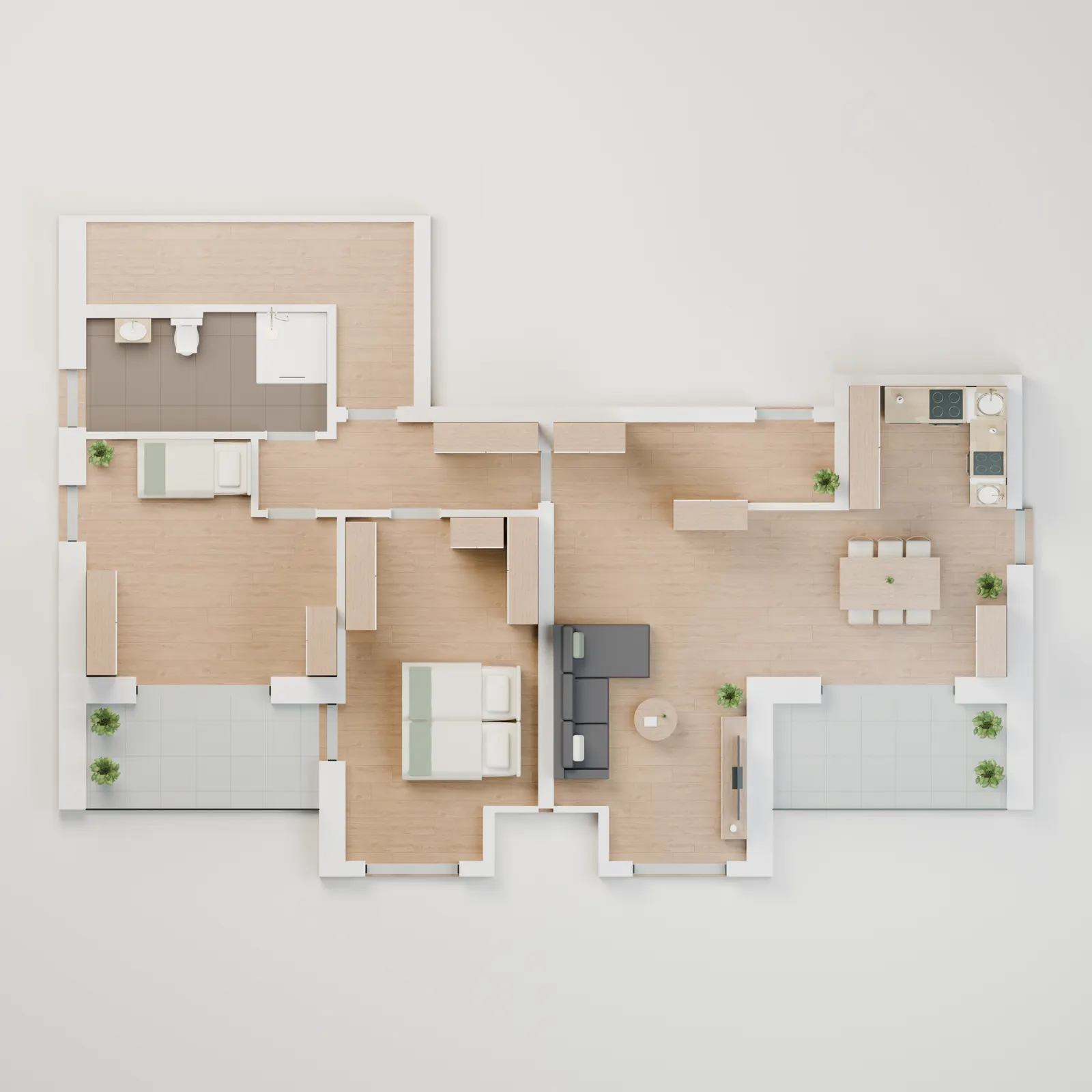 3D-Draufsicht Wohnung 11