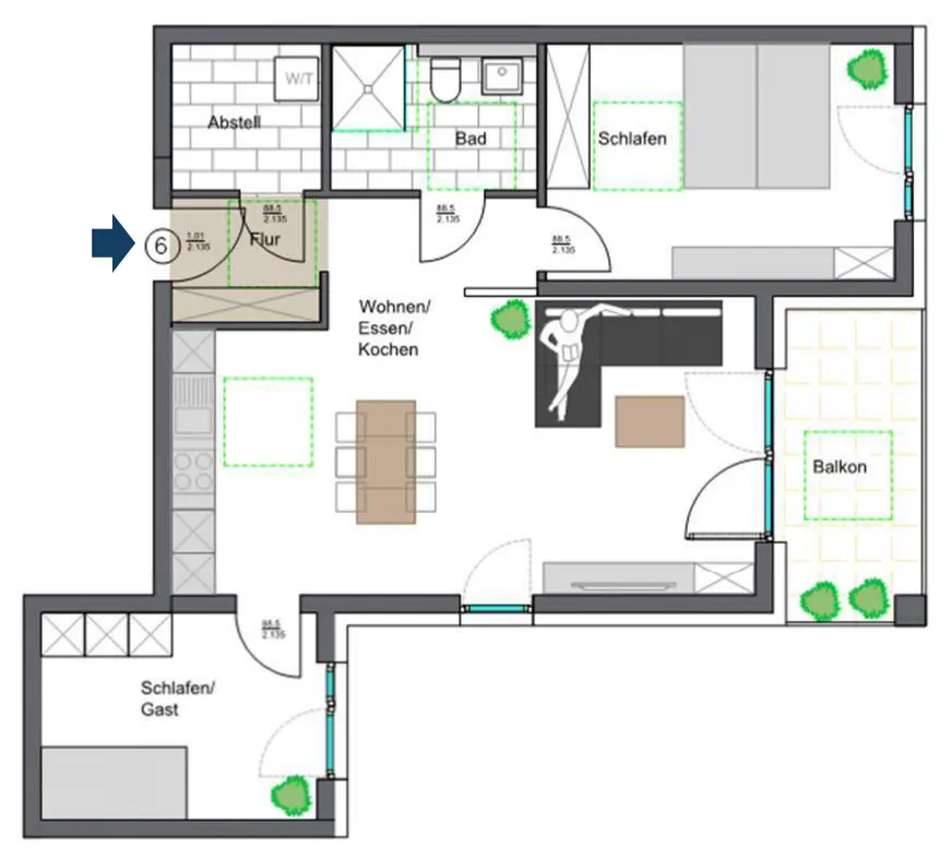 Grundriss Wohnung 6