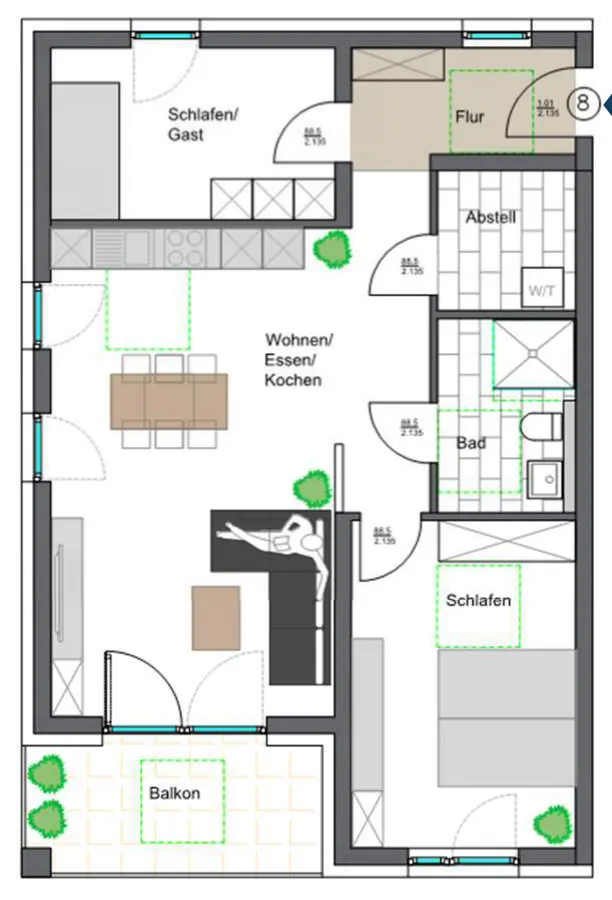 2D-Plan Wohnung 8 laut Quelle