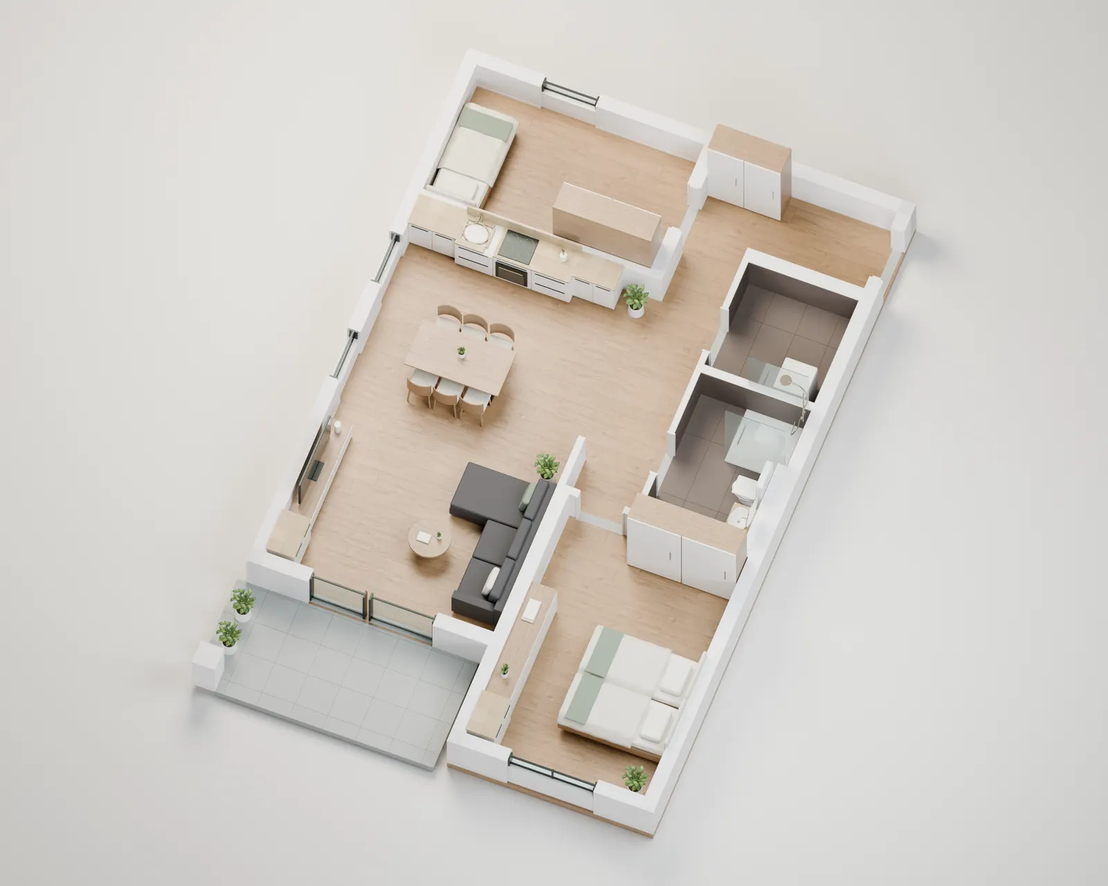 3D-Raumblick Wohnung 4, Visualisierung nach Originalplan