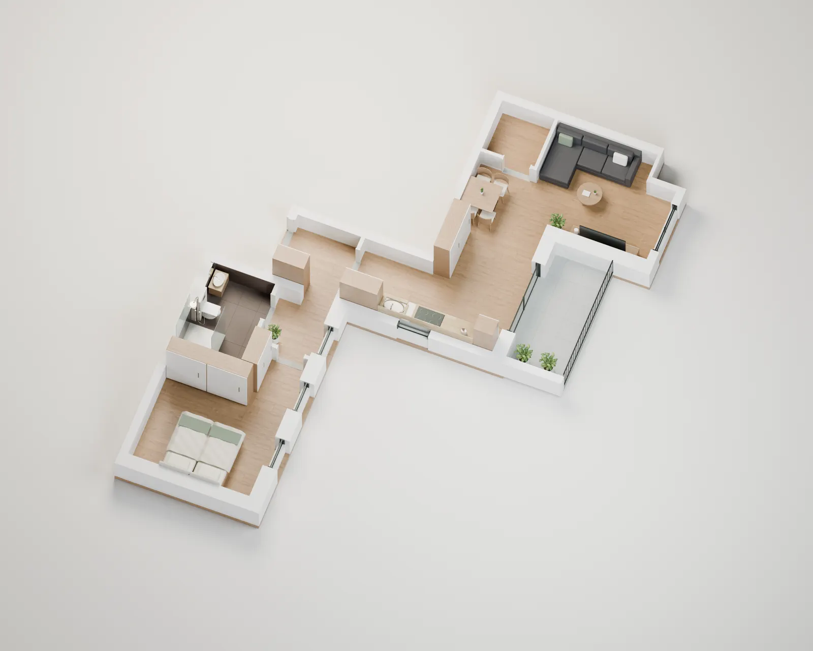 3D-Raumblick Wohnung 10, Visualisierung nach Originalplan