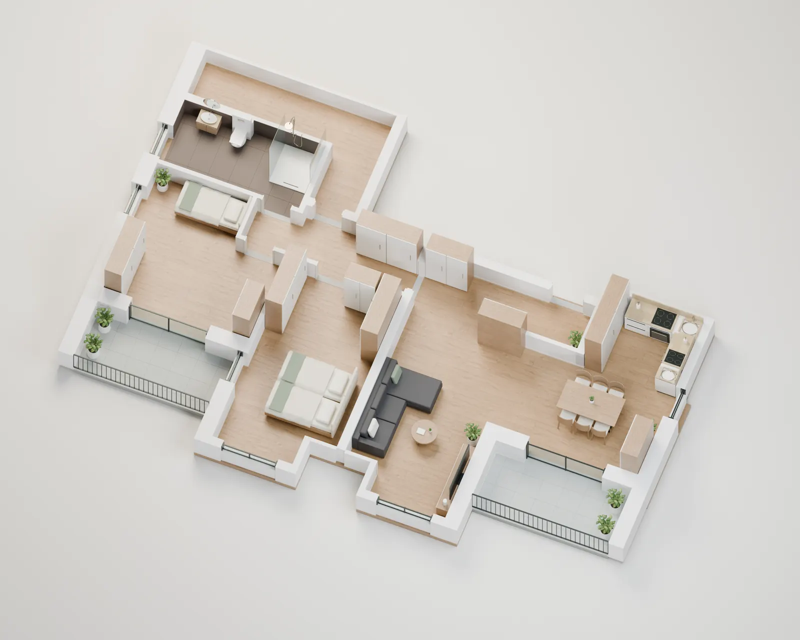 3D-Raumblick Wohnung 11, Visualisierung nach Originalplan
